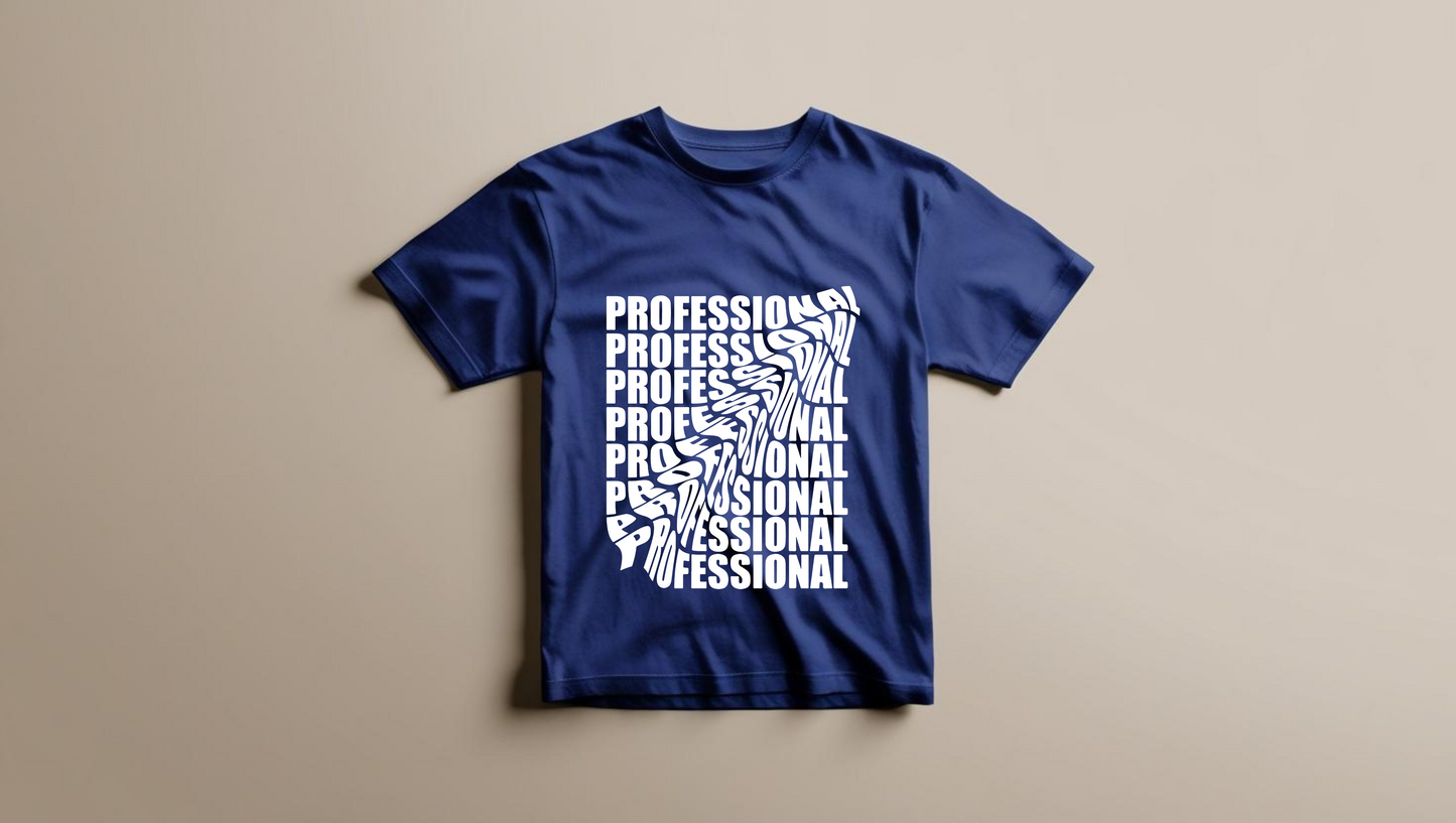 Professional Distortion T-Shirt – 100% Cotton apparel Unisex Tee (Black/Royal Blue)