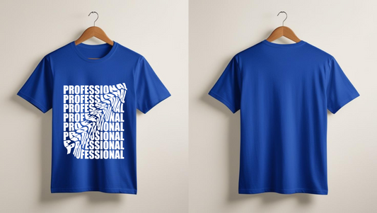 Professional Distortion T-Shirt – 100% Cotton apparel Unisex Tee (Black/Royal Blue)