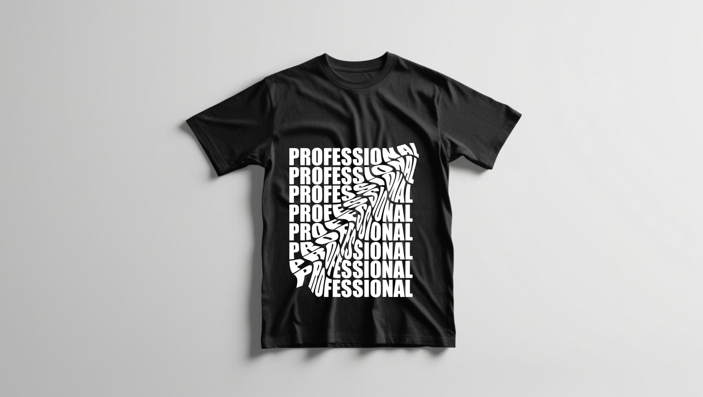 Professional Distortion T-Shirt – 100% Cotton apparel Unisex Tee (Black/Royal Blue)