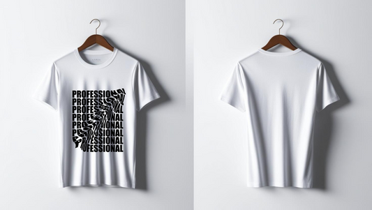 Professional Distortion T-Shirt – White Cotton apparel Unisex Tee (Black Print)