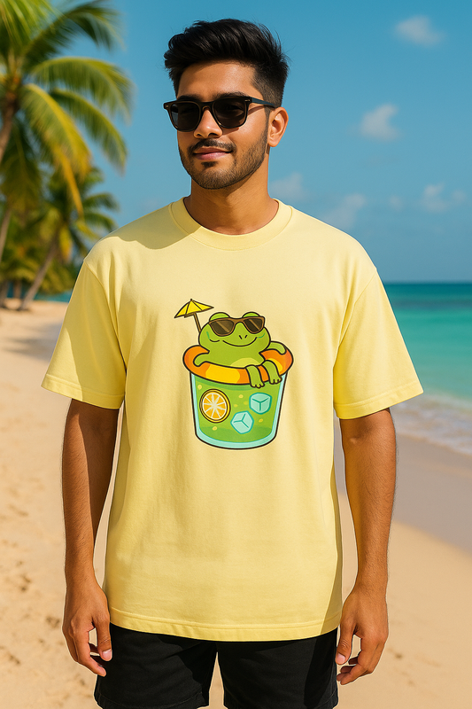“Chill Frog Sippin’ Tee – Oversized Comfort Edition”