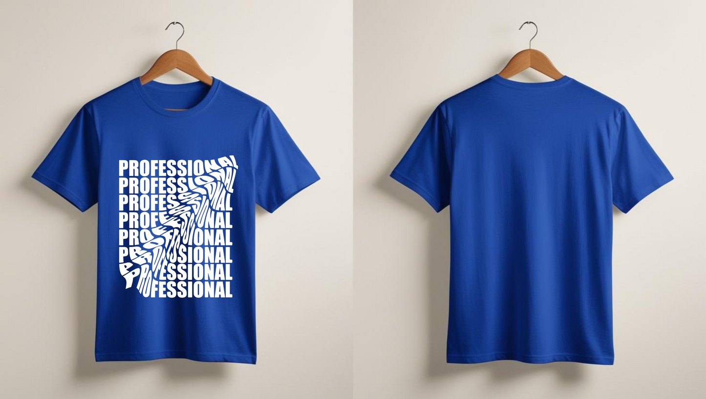 Professional Distortion T-Shirt – 100% Cotton apparel Unisex Tee (Black/Royal Blue)