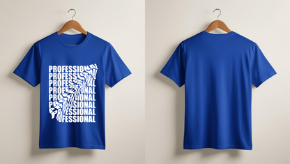 Professional Distortion T-Shirt – 100% Cotton apparel Unisex Tee (Black/Royal Blue)