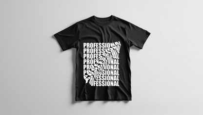 Professional Distortion T-Shirt – 100% Cotton apparel Unisex Tee (Black/Royal Blue)